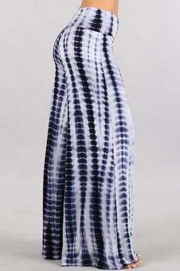 Chatoyant Tie Dye Palazzo Pants Navy and White Large